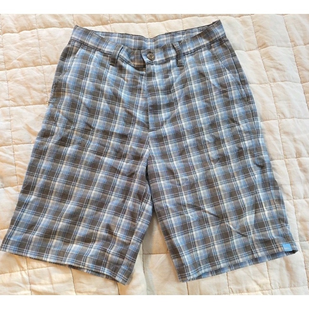 Katin Cargo Shorts Men 30 Blue Green Plaid Surfing Beach Skater Y2K Style